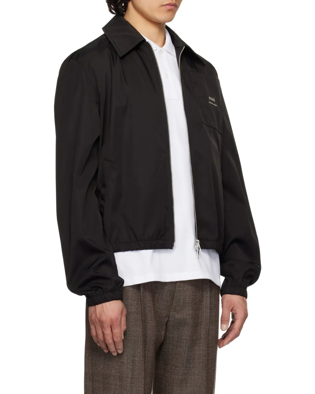 Ami	Paris Logo-Lettering Zip-Up Bomber Jacket