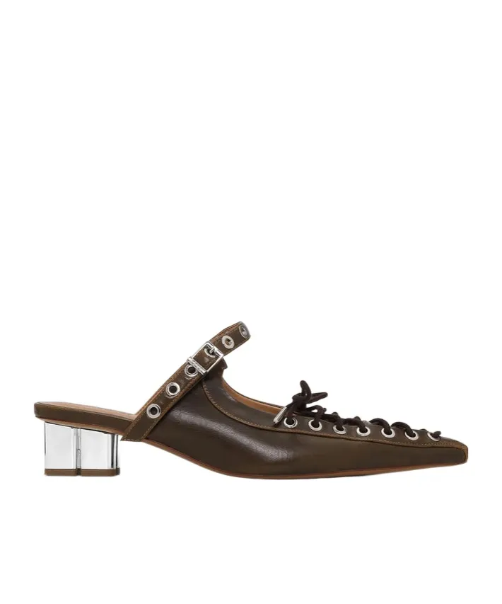 Ganni Oleatex Lace-Up Mules