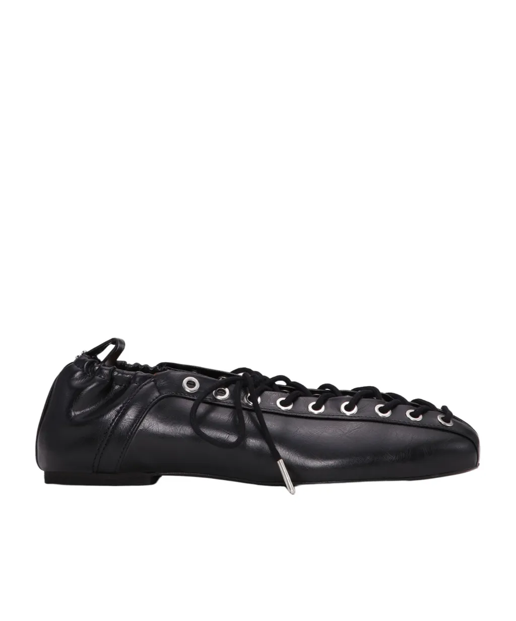 Ganni Square-Toe Lace-Up Balleina Shoes