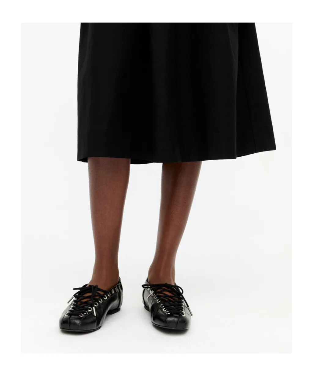 Ganni Square-Toe Lace-Up Balleina Shoes