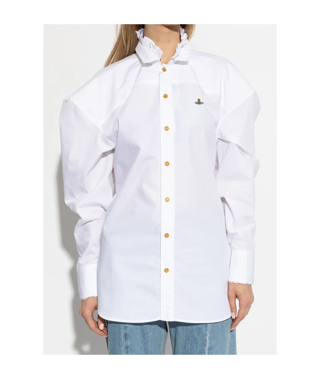 Vivienne Westwood Logo Embroidered Curved Hem Shirt