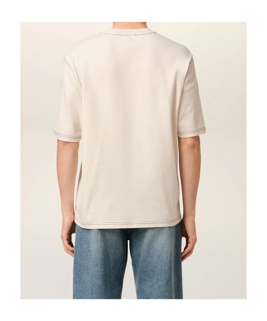 Ami Paris Logo Embroidered Crewneck T-Shirt