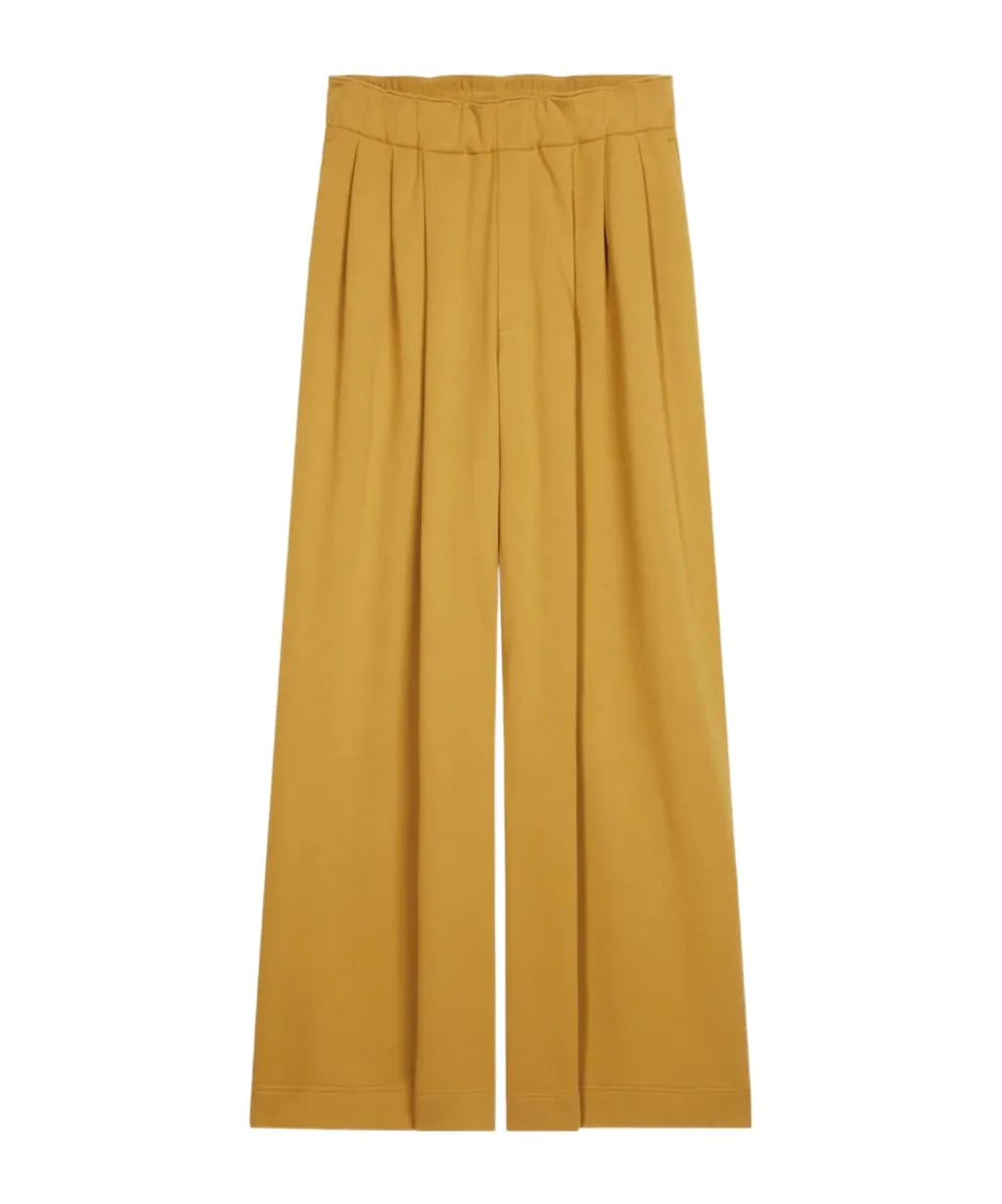 Wide-Leg Pleated Cotton Trousers