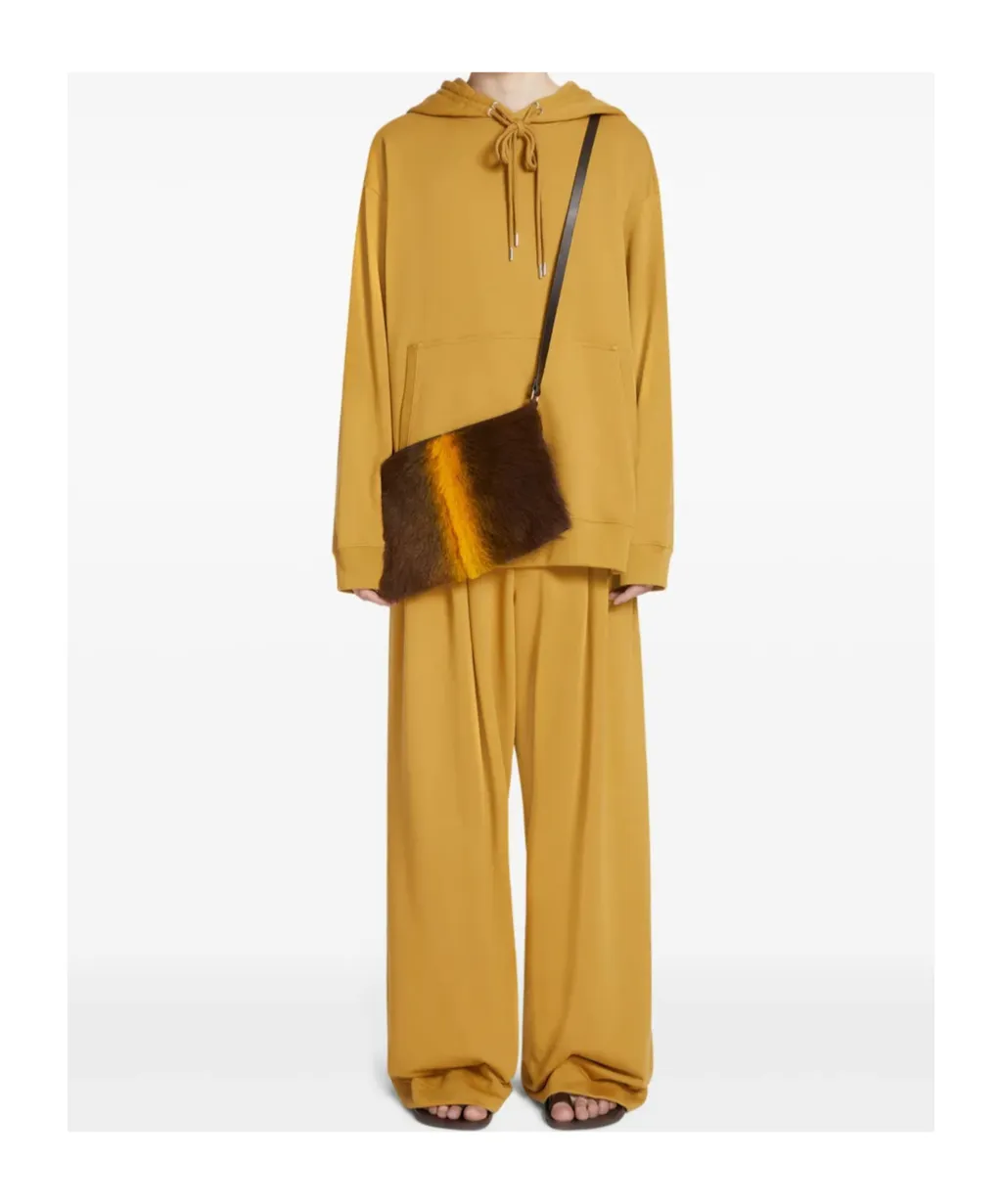 Wide-Leg Pleated Cotton Trousers