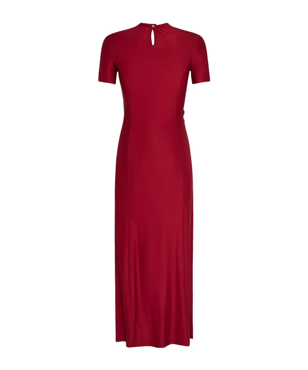 Paco Rabanne Gathered Jersey Crewneck Maxi Dress