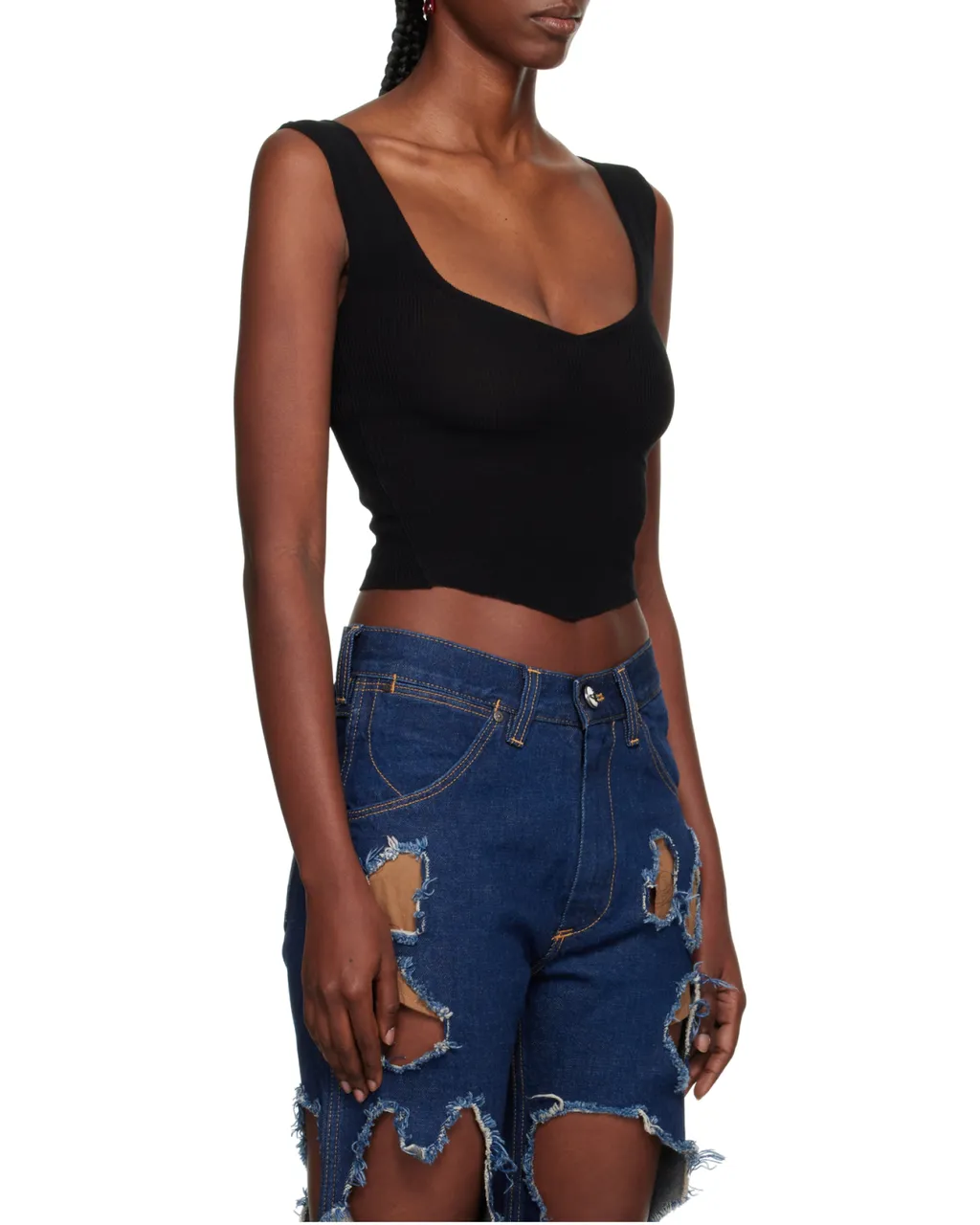 Orb-Embroidered Ribbed Top