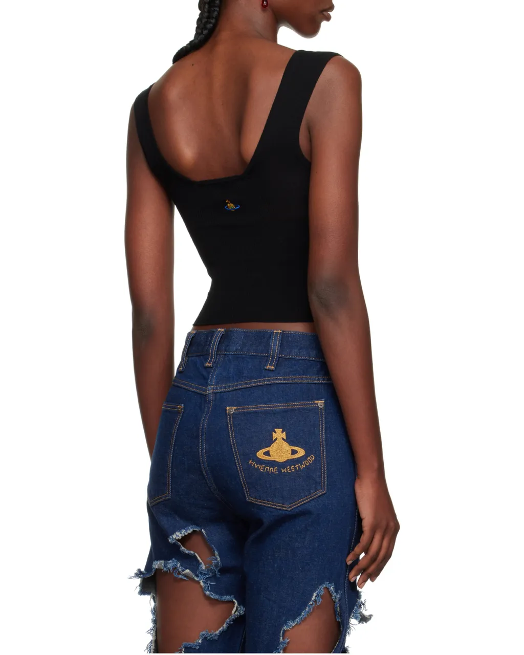 Orb-Embroidered Ribbed Top