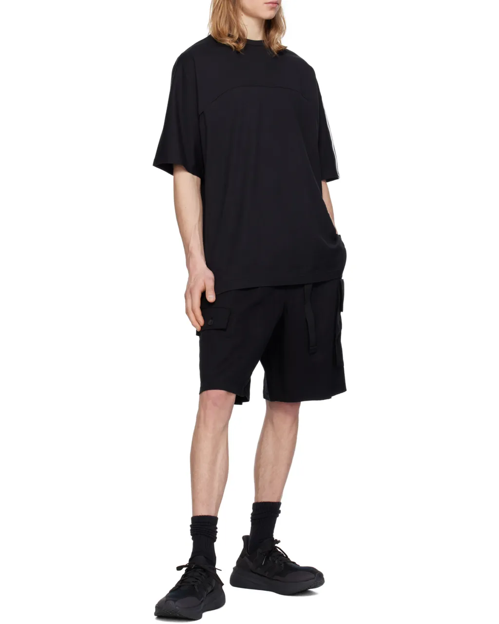 Y-3 Twill Asymmetric Cargo Shorts