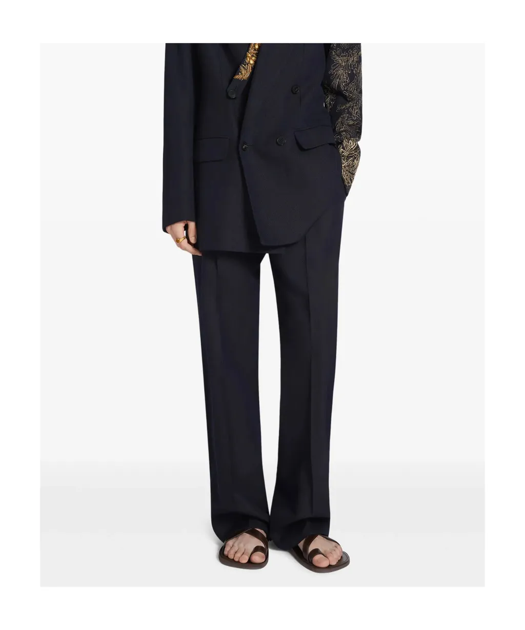 Dries Van Noten Pressed Creased Straight-Leg Trousers