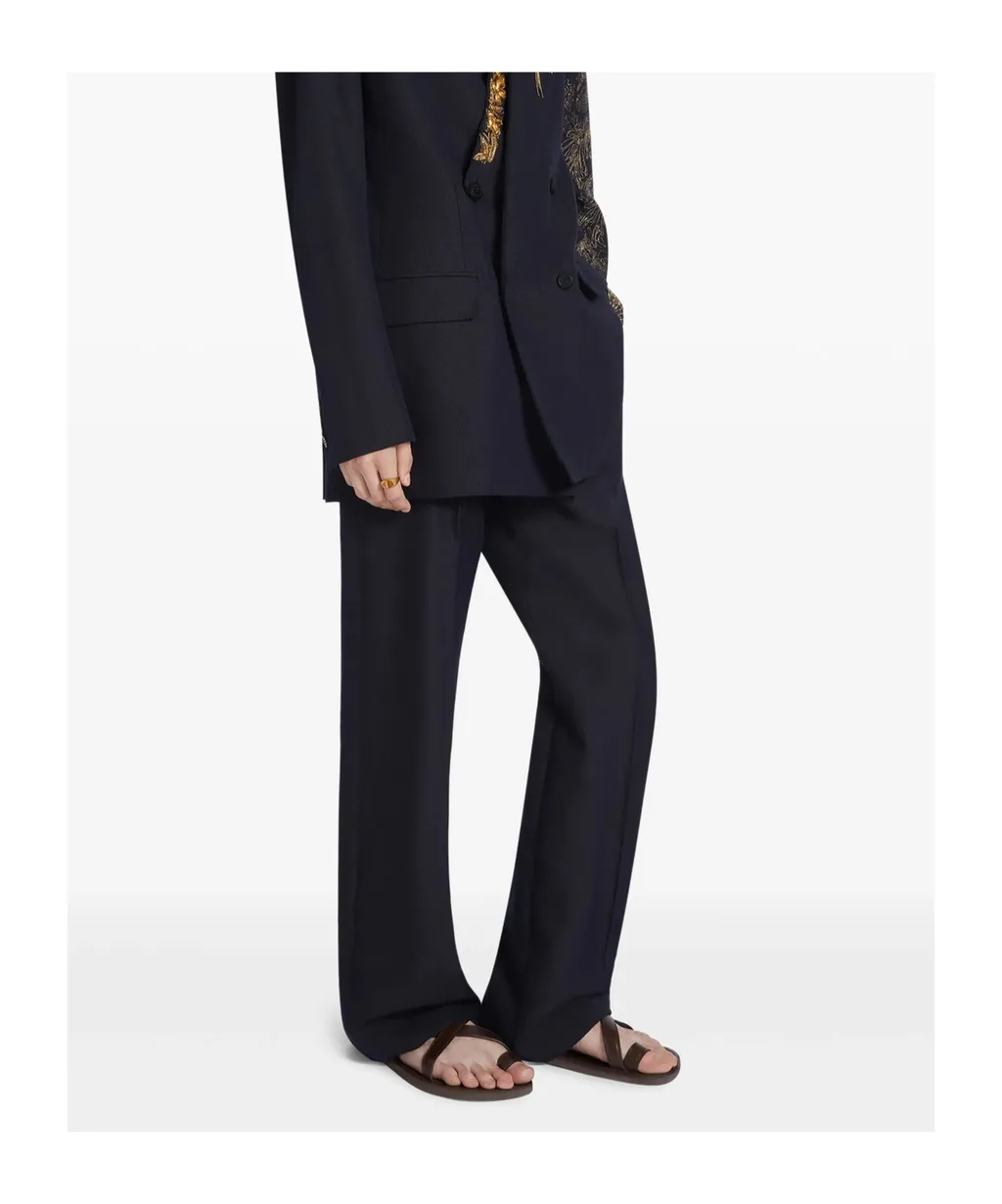 Dries Van Noten Pressed Creased Straight-Leg Trousers