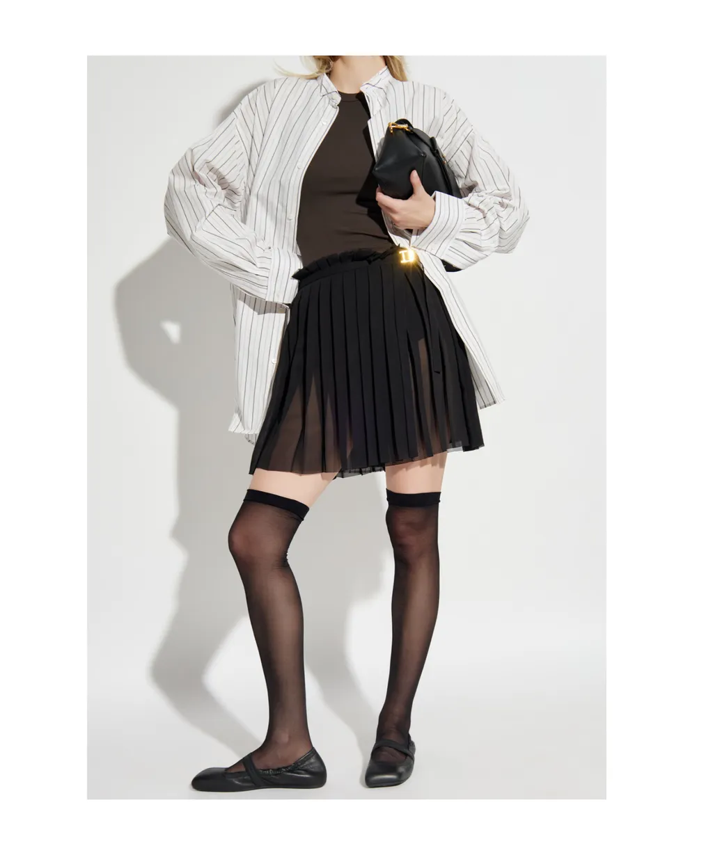Ami Paris Pleated Straight Hem Mini Skirt
