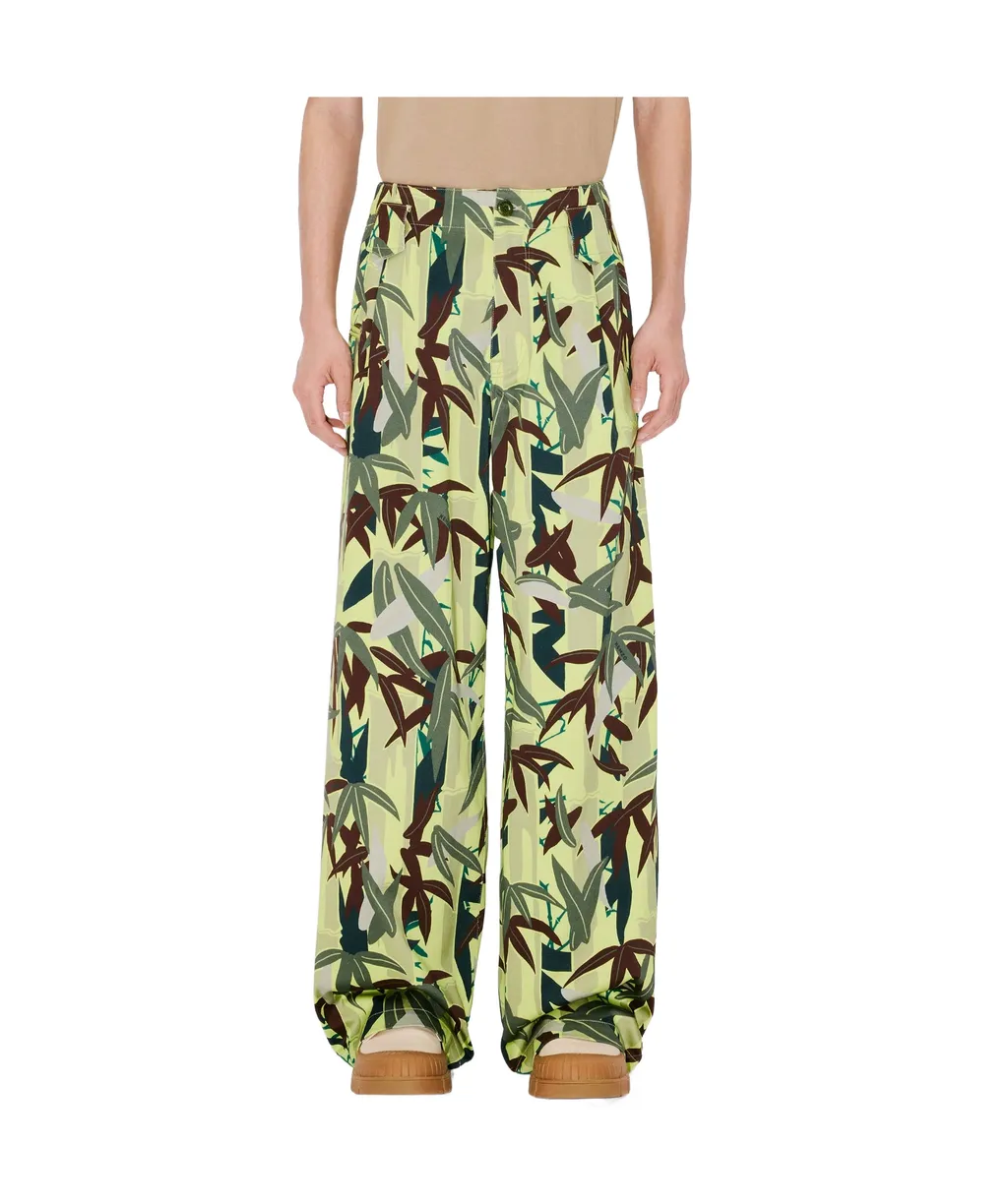 Oversized Pleated Pants In Cotton Kenzo Chiku-Rin Camo