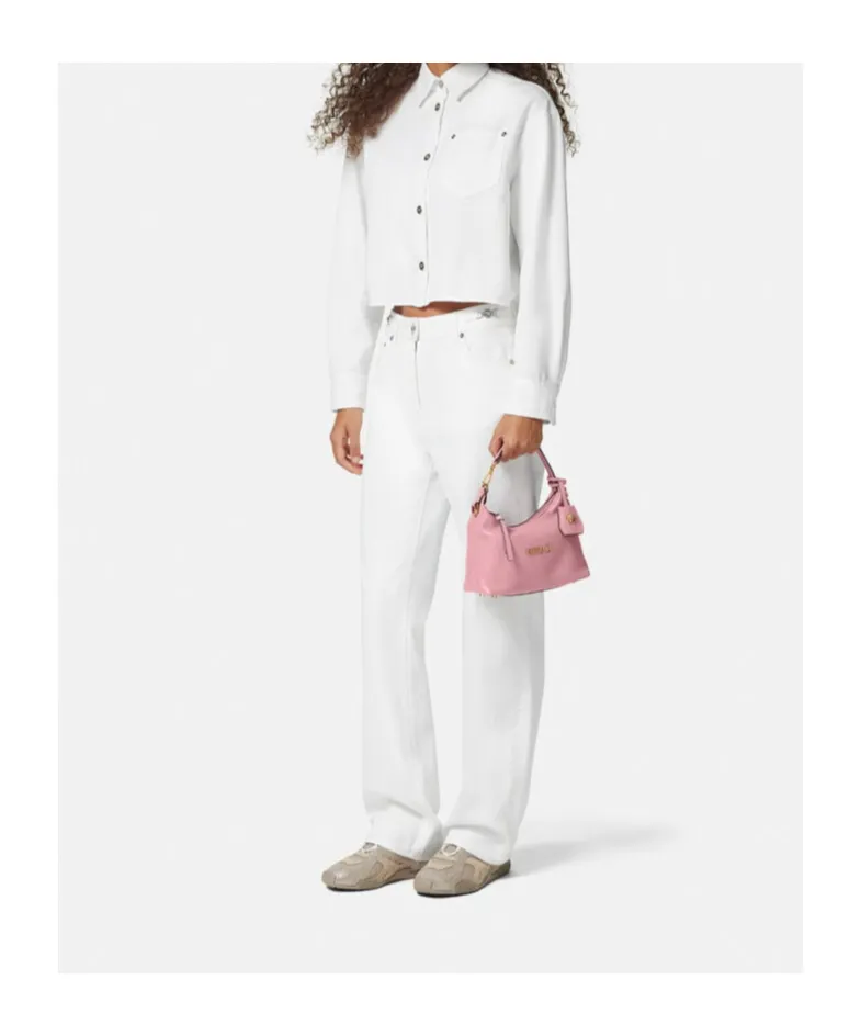 Versace Logo Plaque Zipped Shoulder Bag