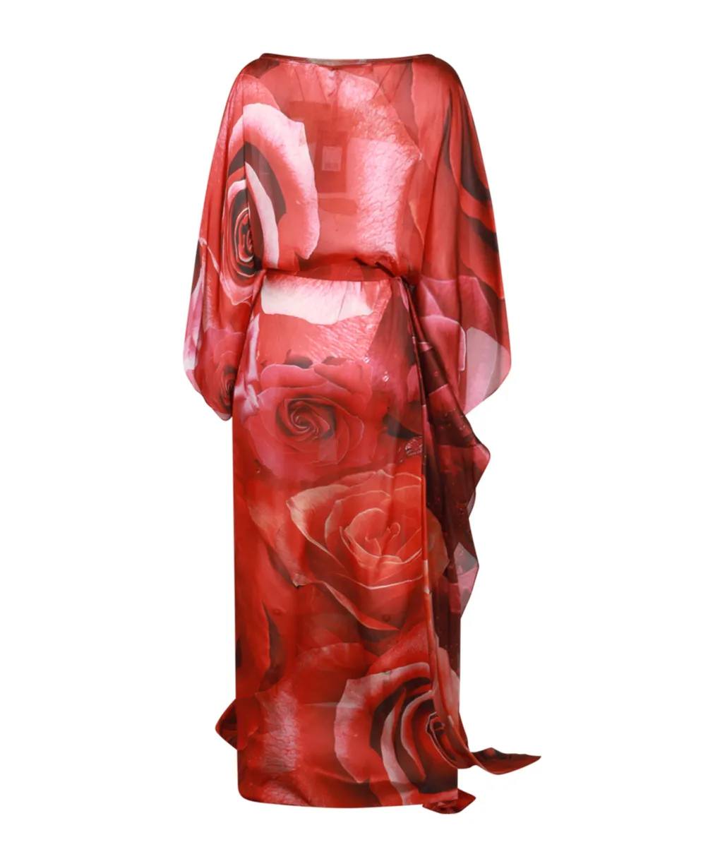 Roberto Cavalli Rose Print Long Dress
