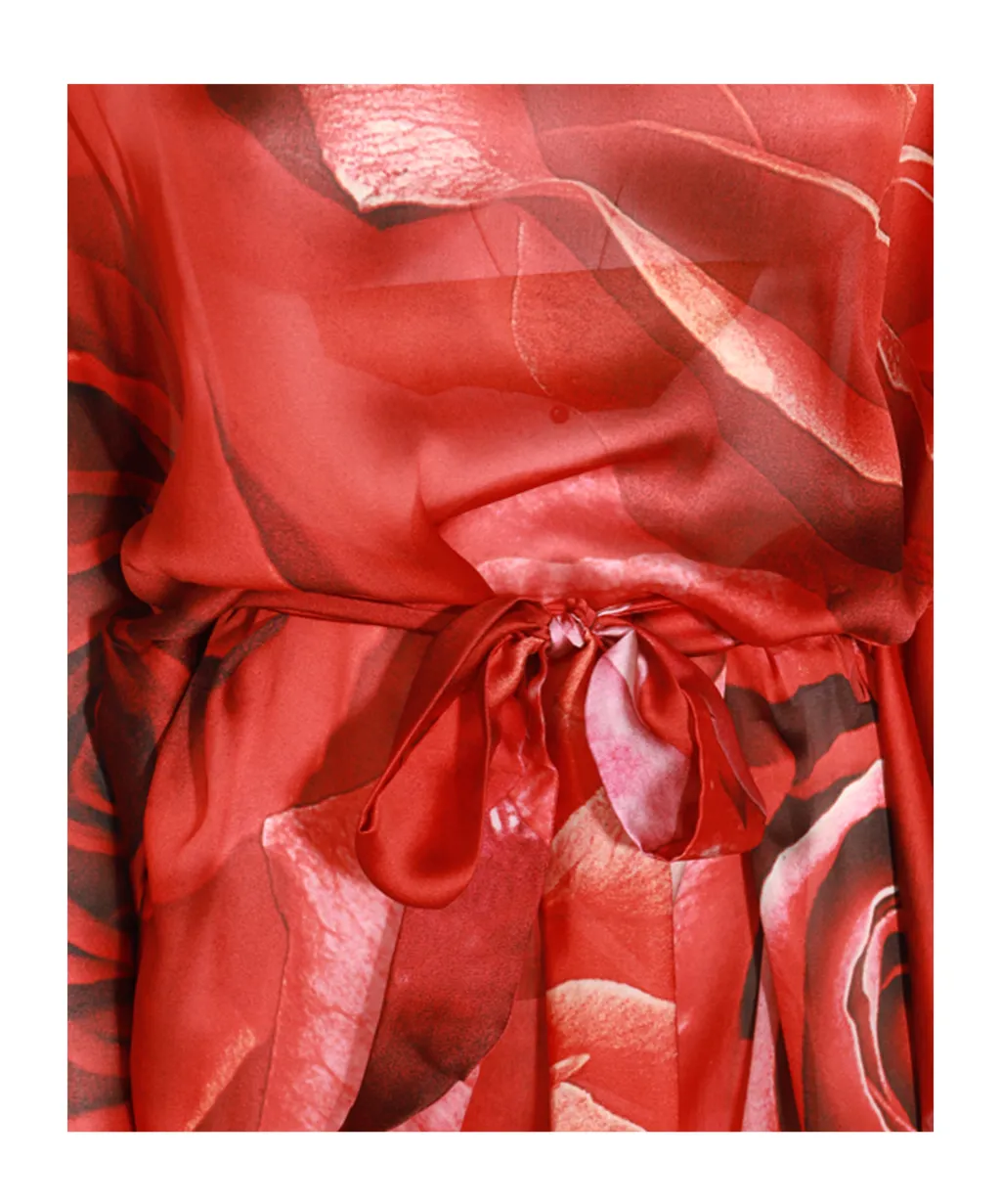 Roberto Cavalli Rose Print Long Dress
