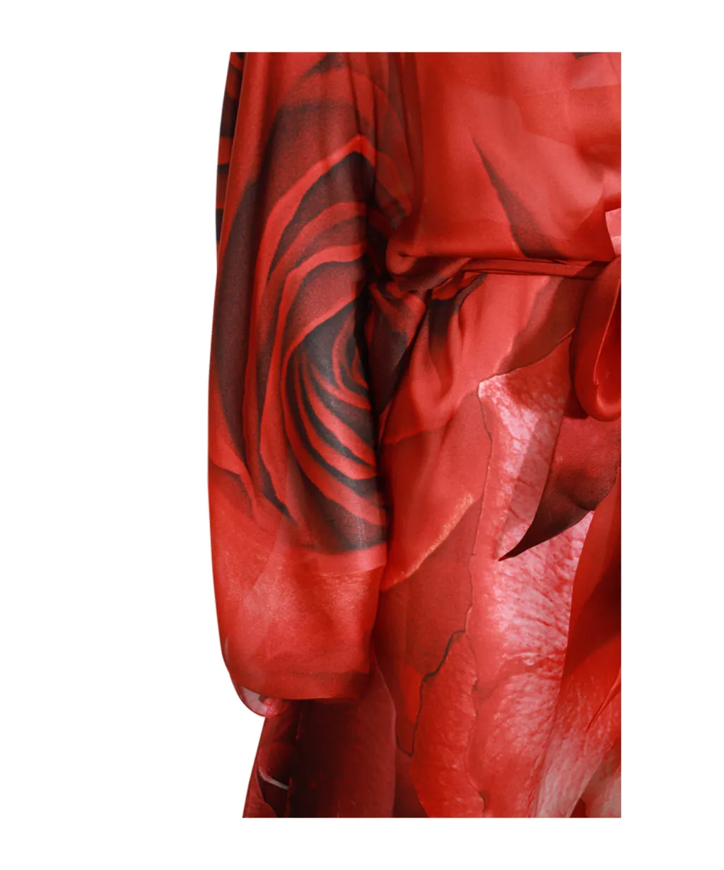 Roberto Cavalli Rose Print Long Dress