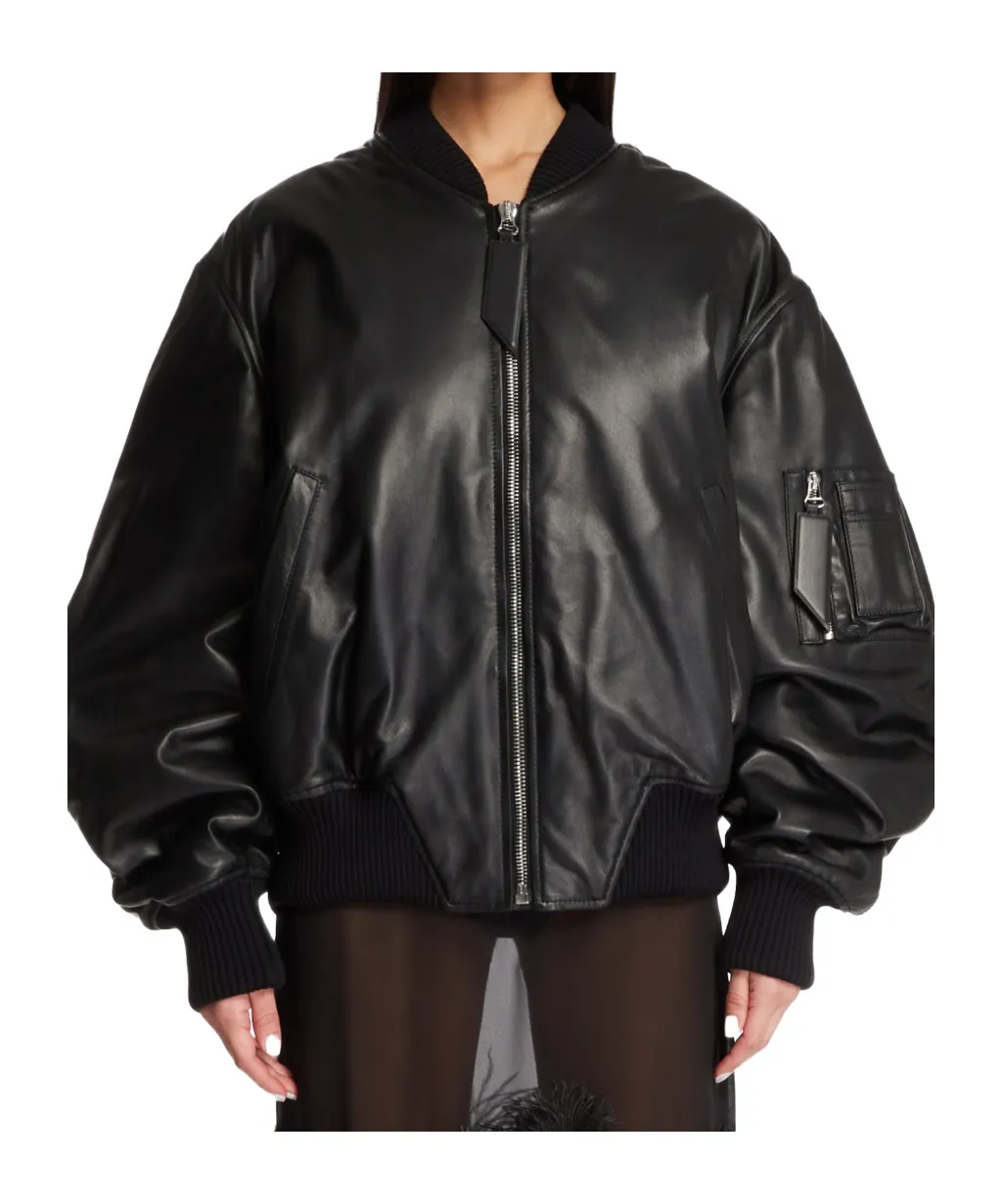 The Attico Leather Bomber Jacket