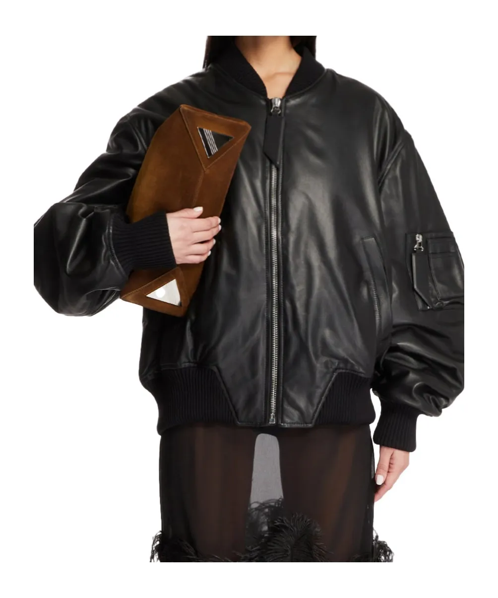 The Attico Leather Bomber Jacket