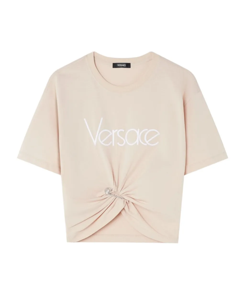 Versace Logo-Embroidered Crewneck T-Shirt