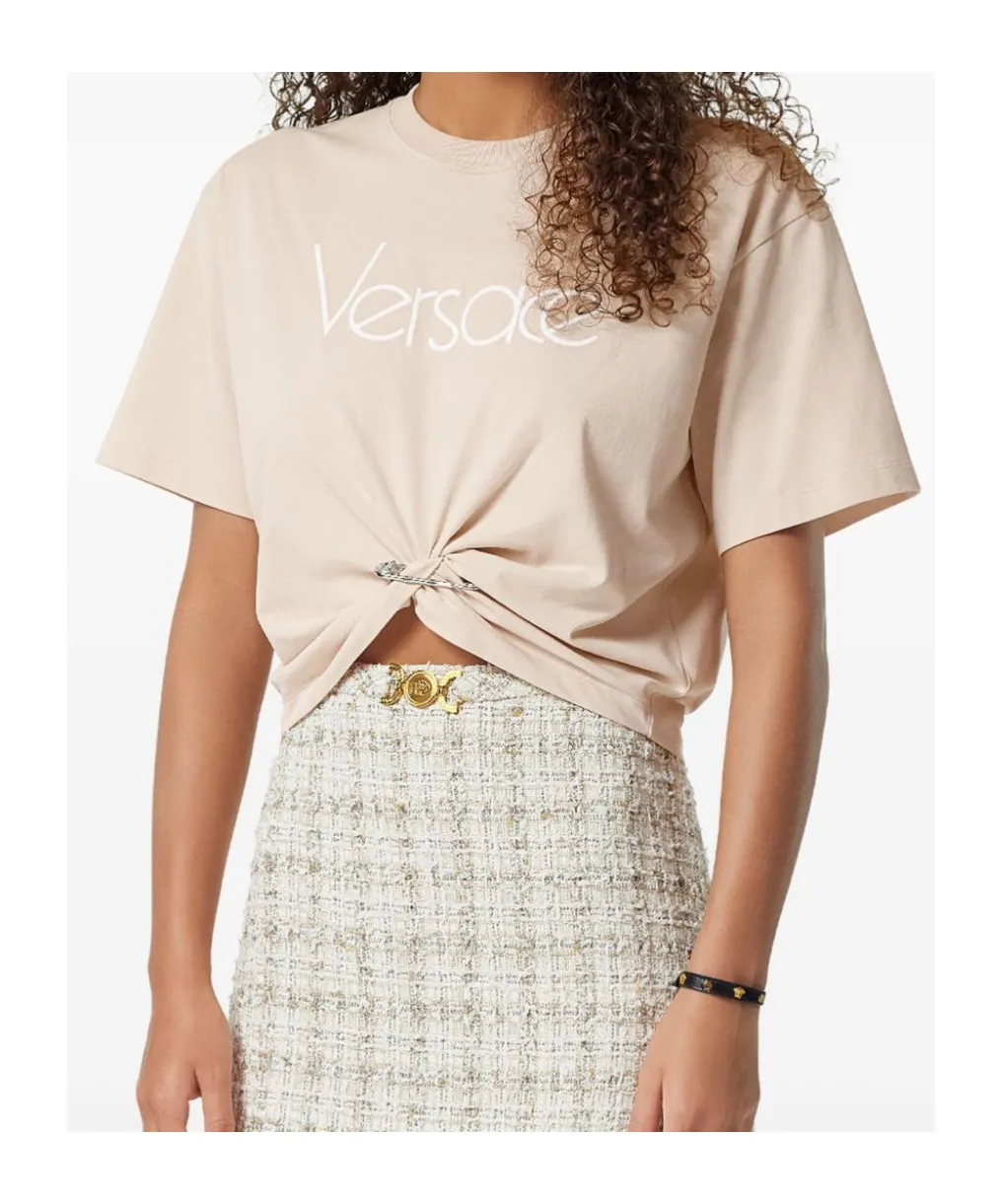 Versace Logo-Embroidered Crewneck T-Shirt