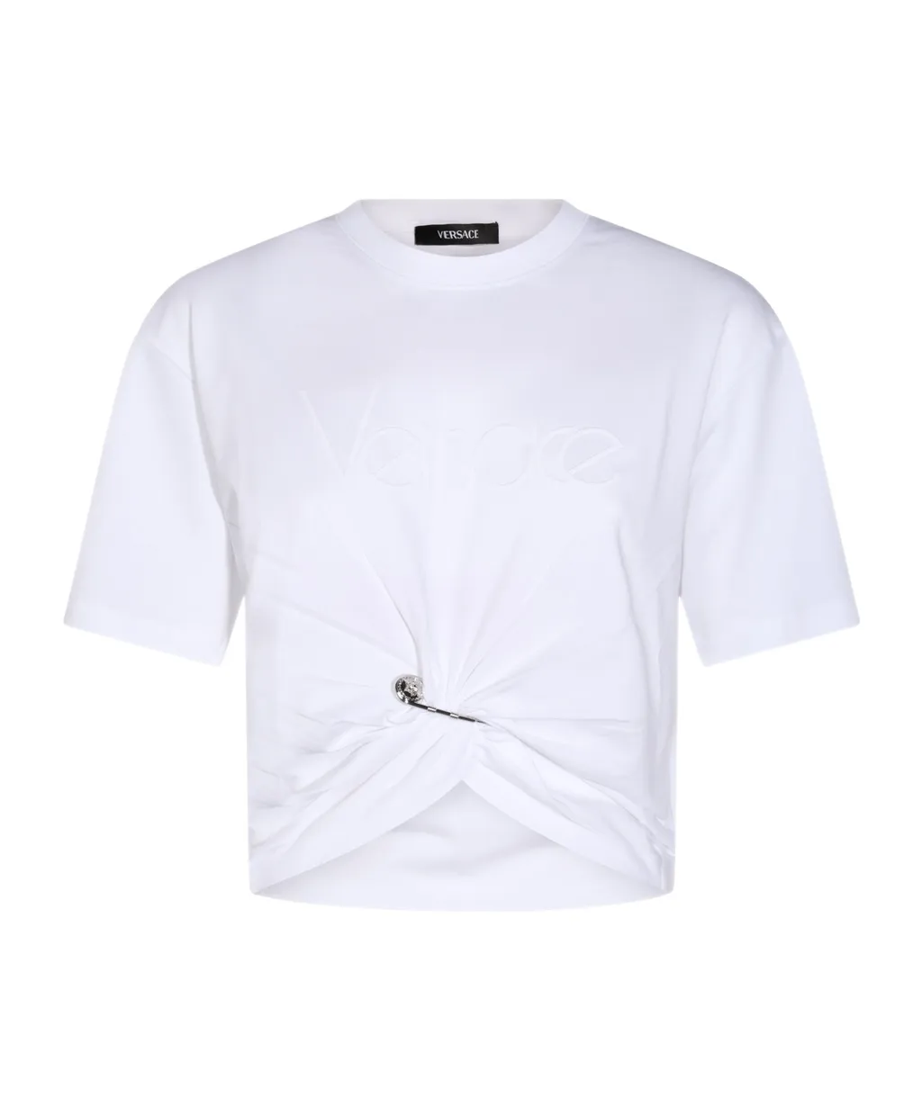 Versace Logo-Embroidered Crewneck T-Shirt
