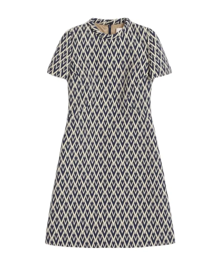 Valentino All-Over Patterned Short-Sleeved Mini Dress