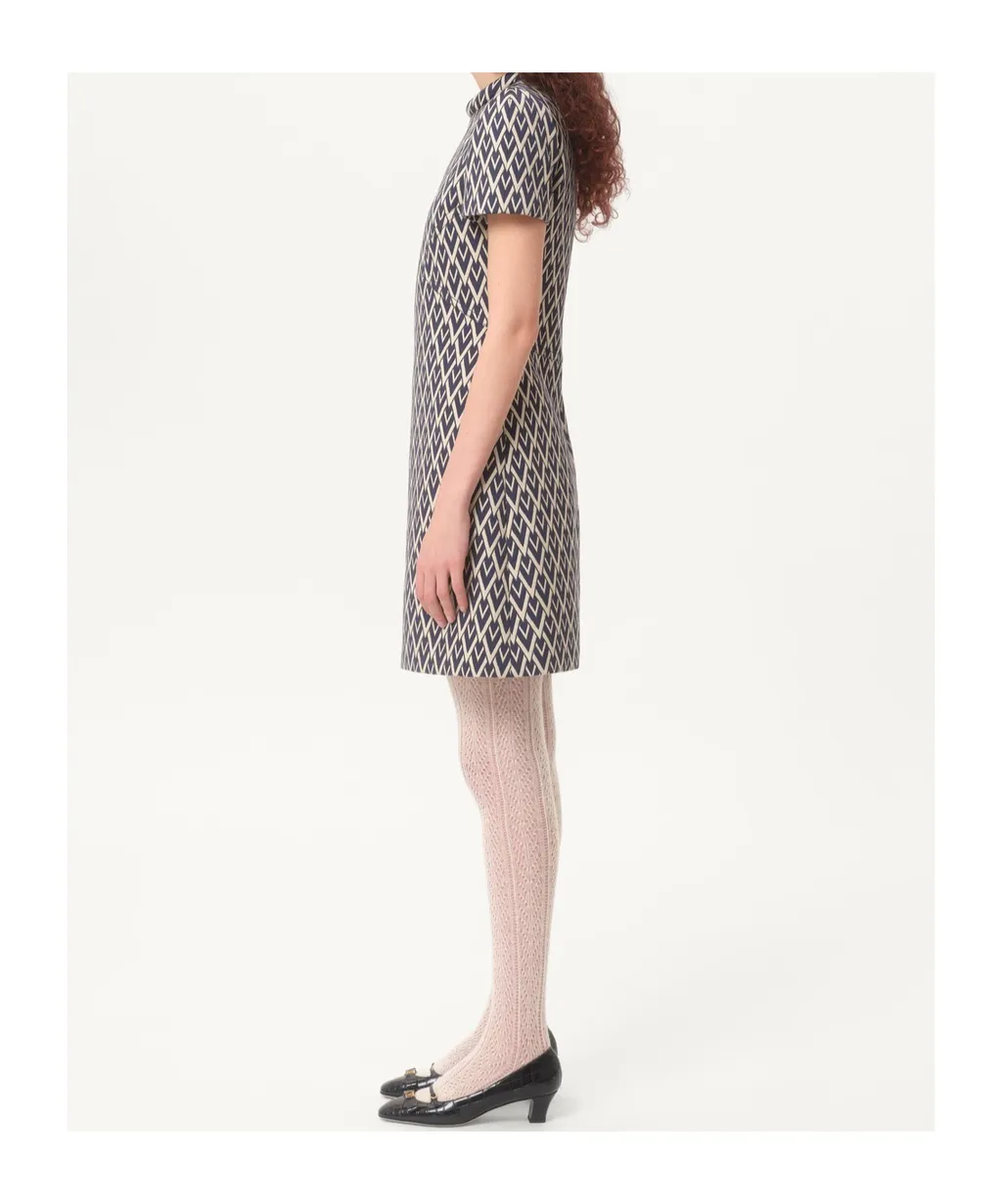 Valentino All-Over Patterned Short-Sleeved Mini Dress