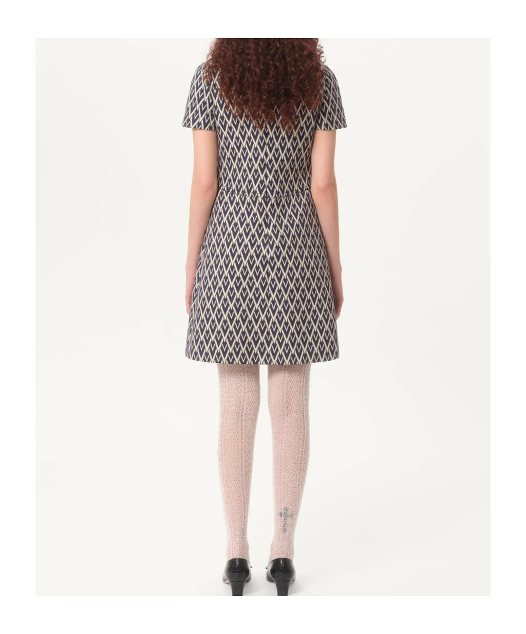 Valentino All-Over Patterned Short-Sleeved Mini Dress