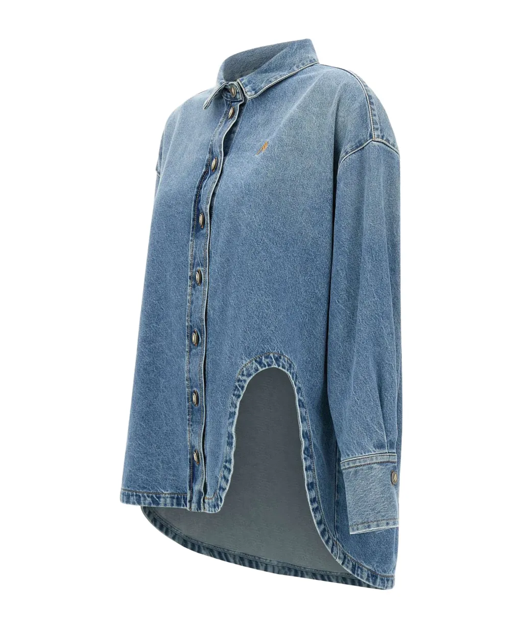 The Attico Logo Embroidered Denim Shirt