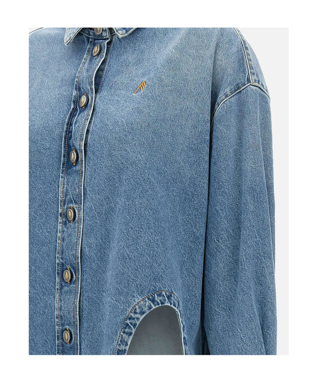 The Attico Logo Embroidered Denim Shirt