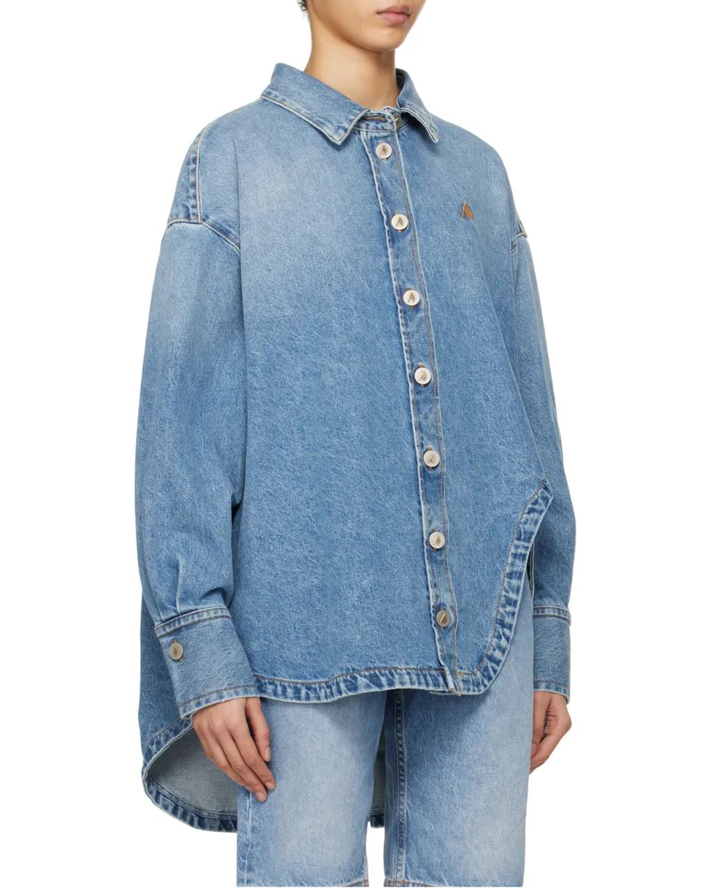 The Attico Logo Embroidered Denim Shirt