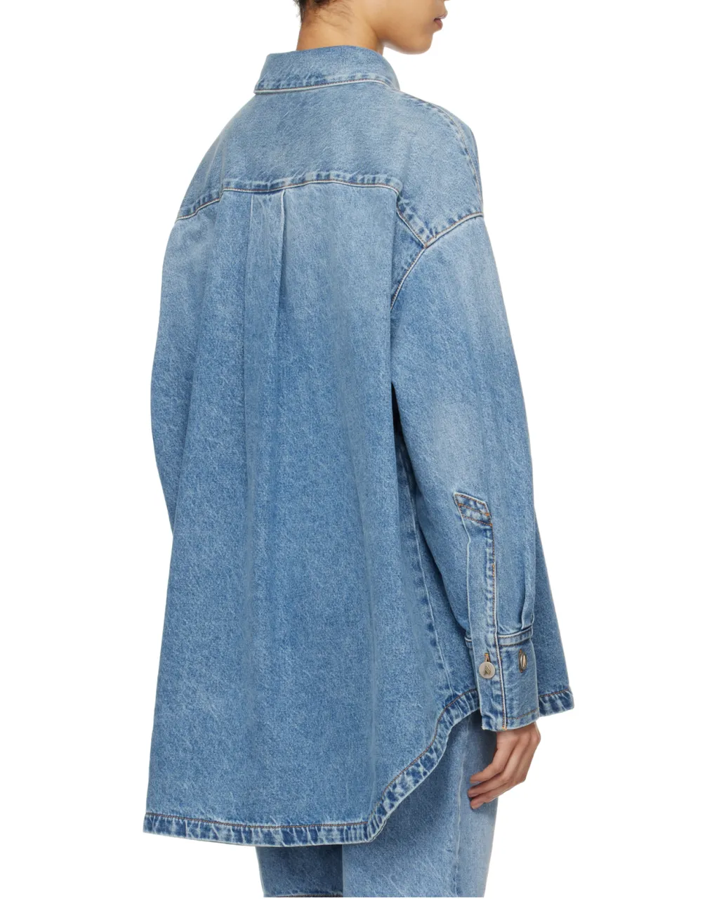 The Attico Logo Embroidered Denim Shirt