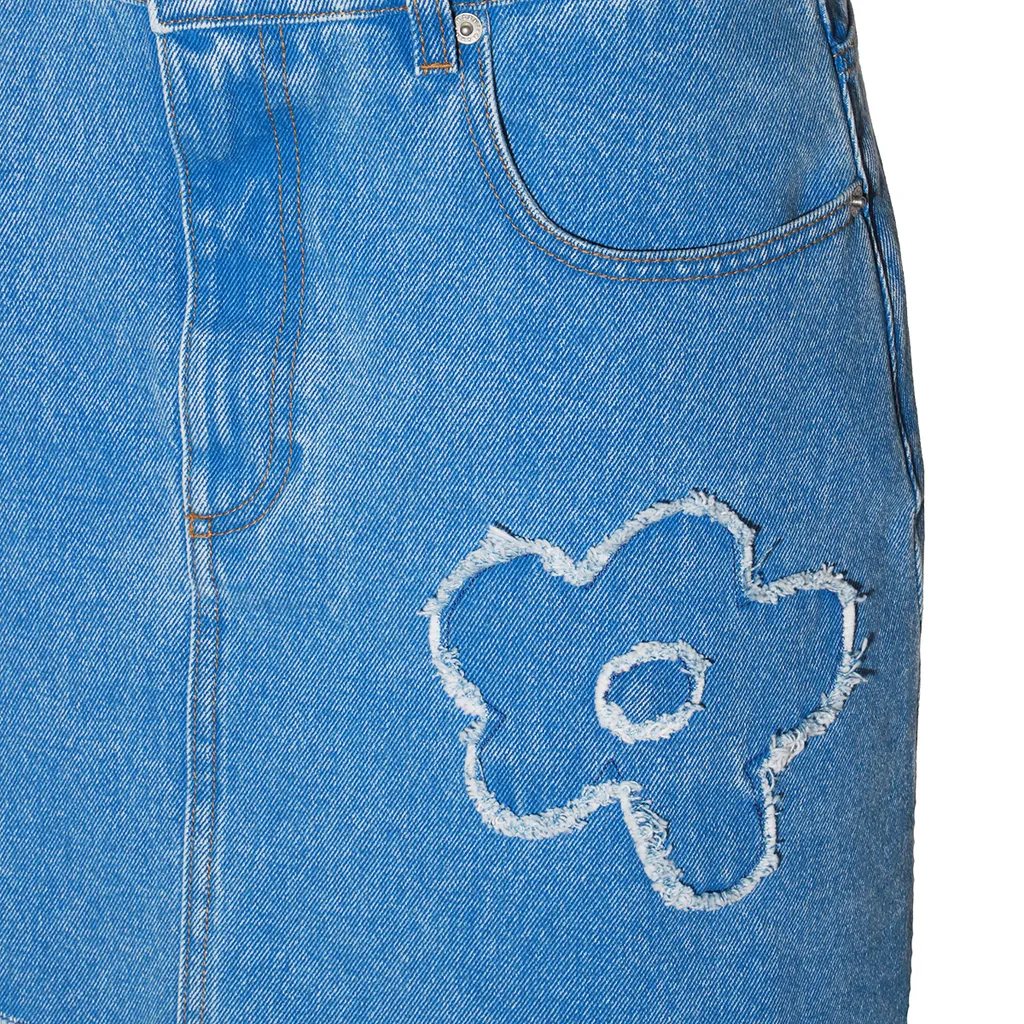 Marni Floral Embroidered Denim Skirt