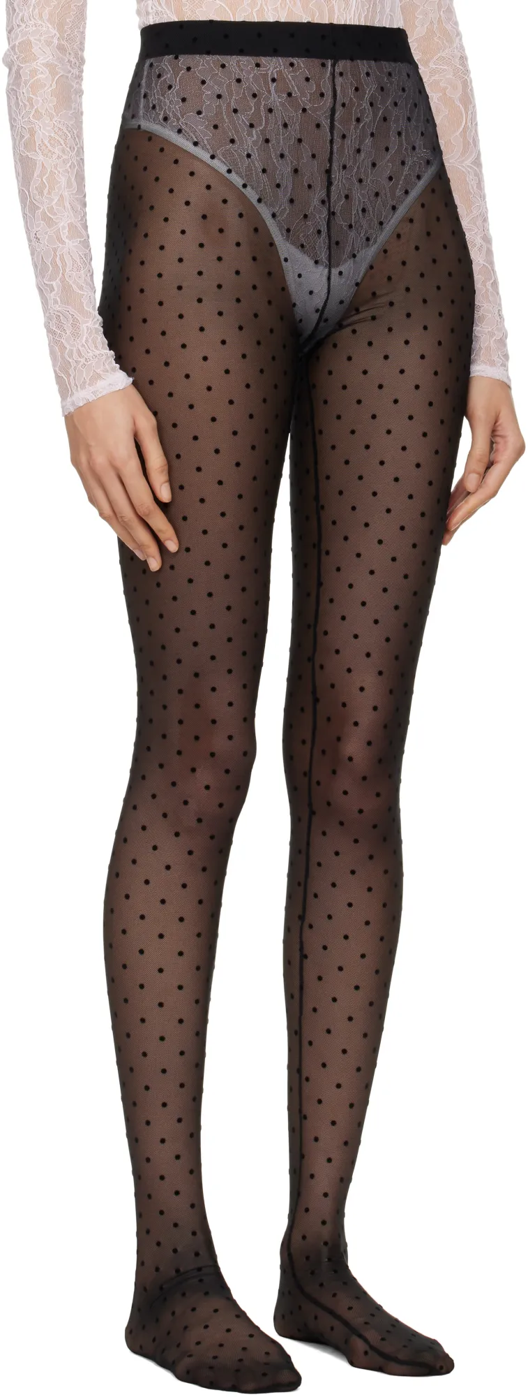 Wardrobe.Nyc Polka Dot Mesh Tights