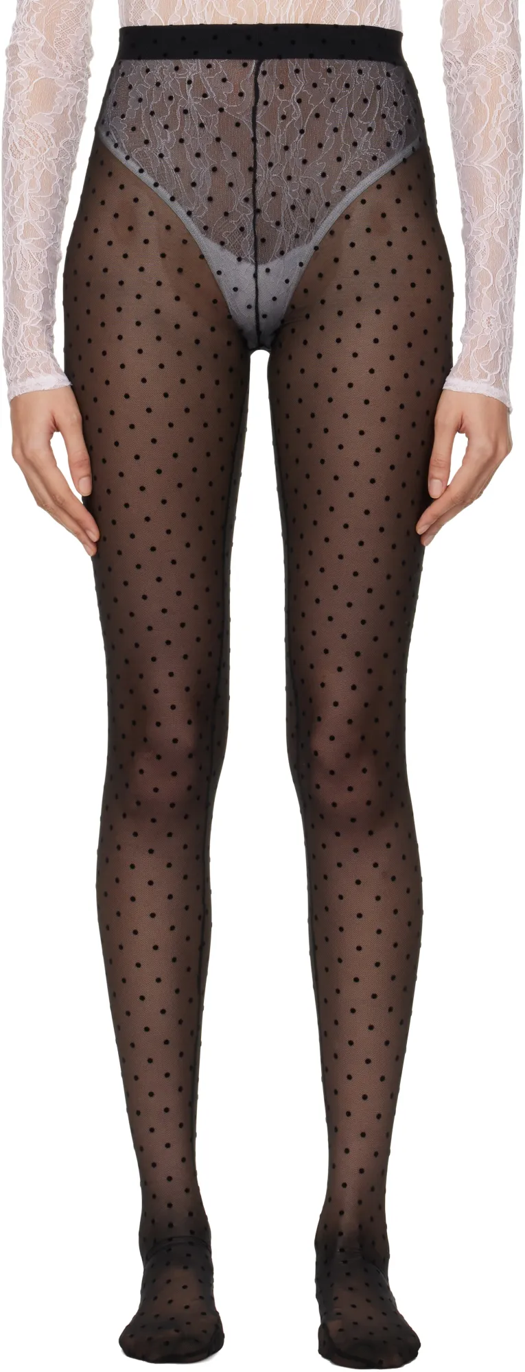 Wardrobe.Nyc Polka Dot Mesh Tights