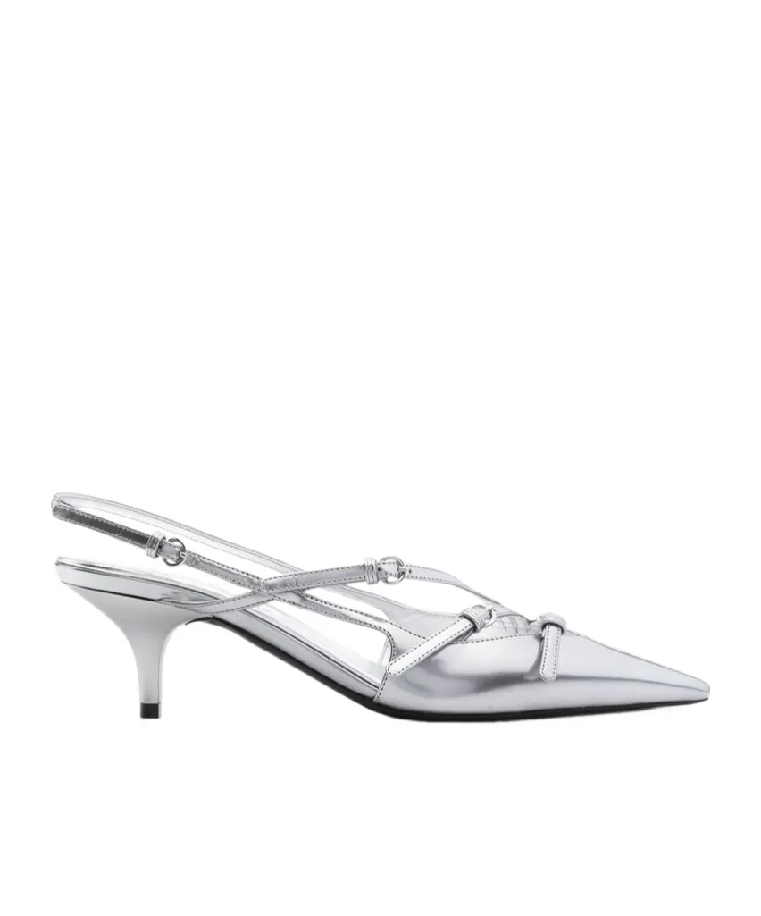 55Mm Leather Buckle Pumps