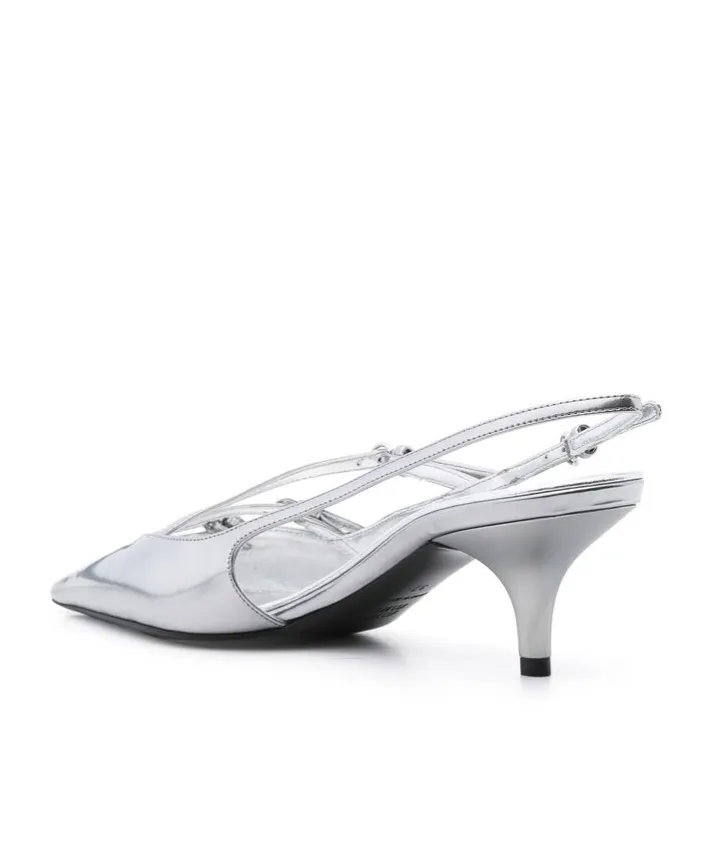 55Mm Leather Buckle Pumps