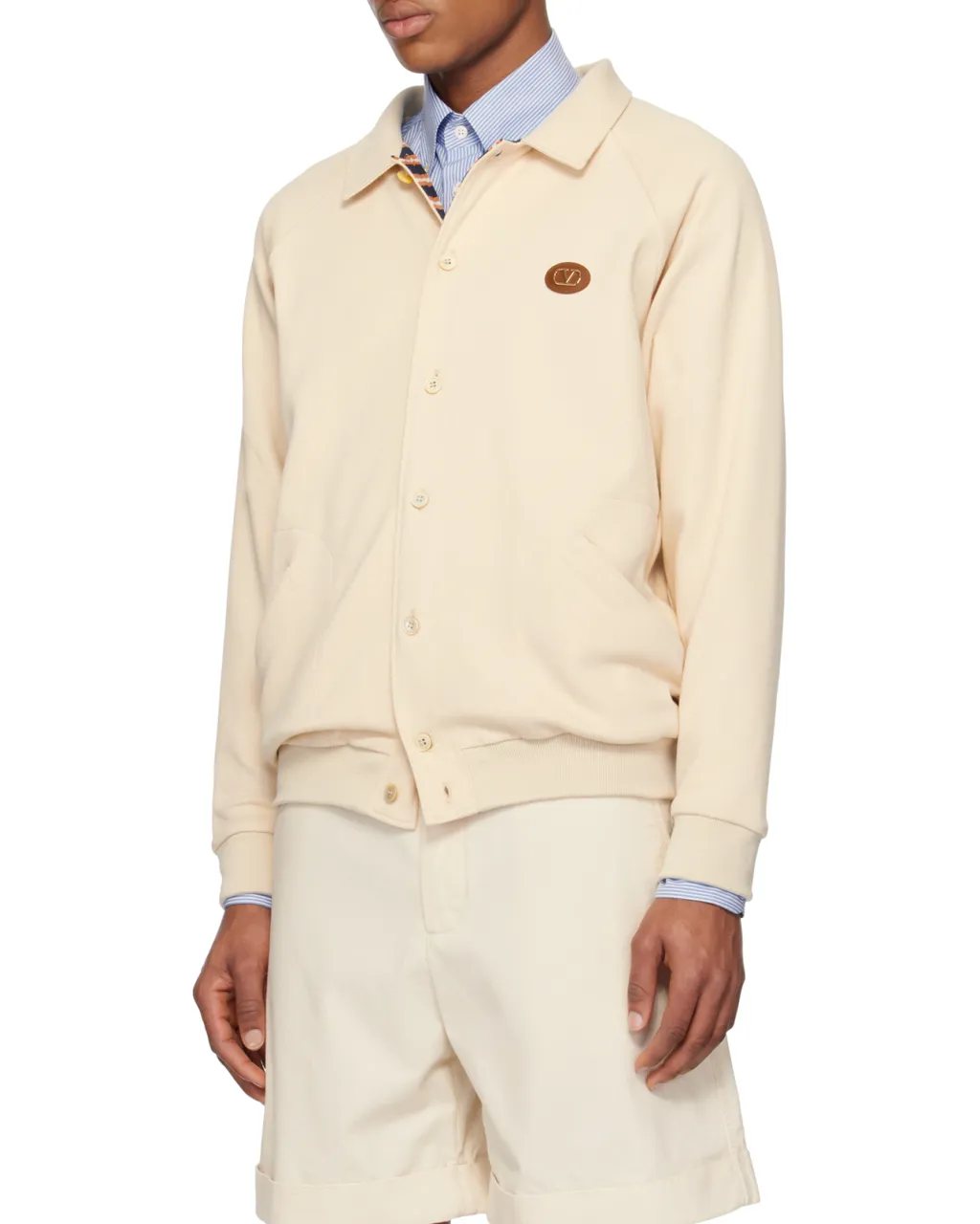 Valentino Vlogo Signature Button-Up Bomber Jacket
