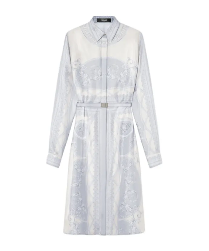 Versace Barocco-Printed Belted Shirt Dress