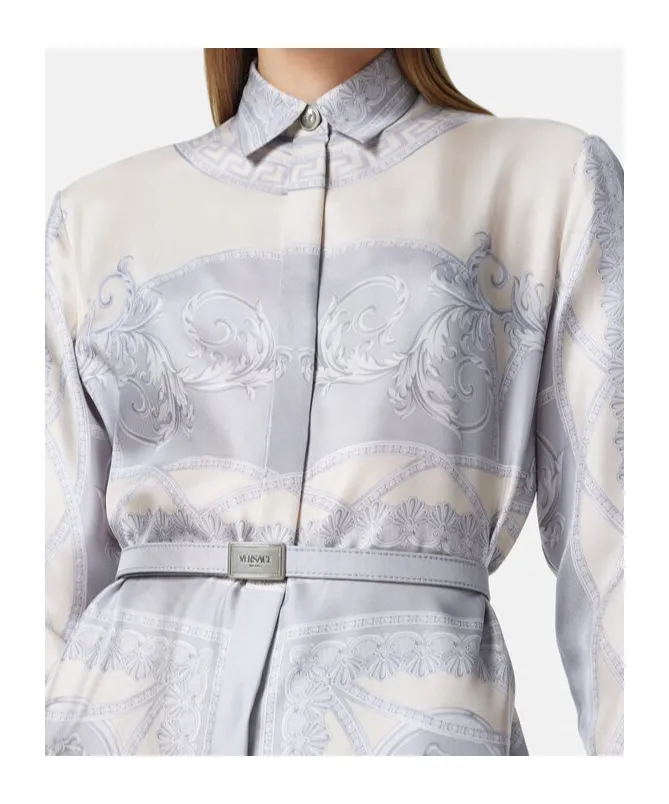 Versace Barocco-Printed Belted Shirt Dress