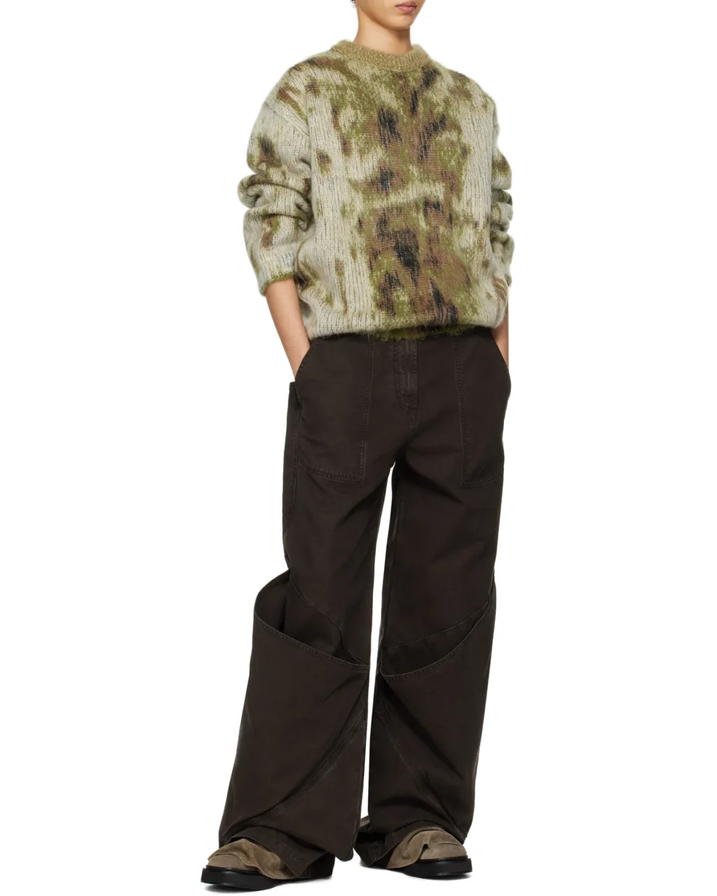 The Attico Panelled Wide Leg Trousers