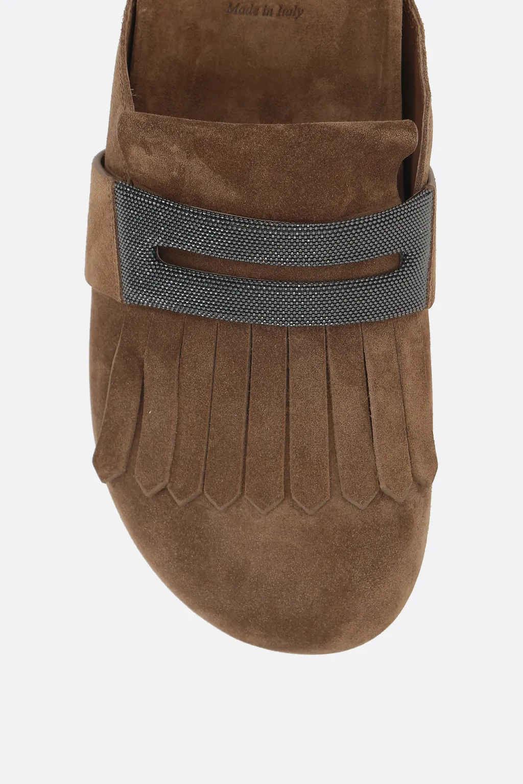 Brunello Cucinelli Monili-Embellished Round-Toe Mules