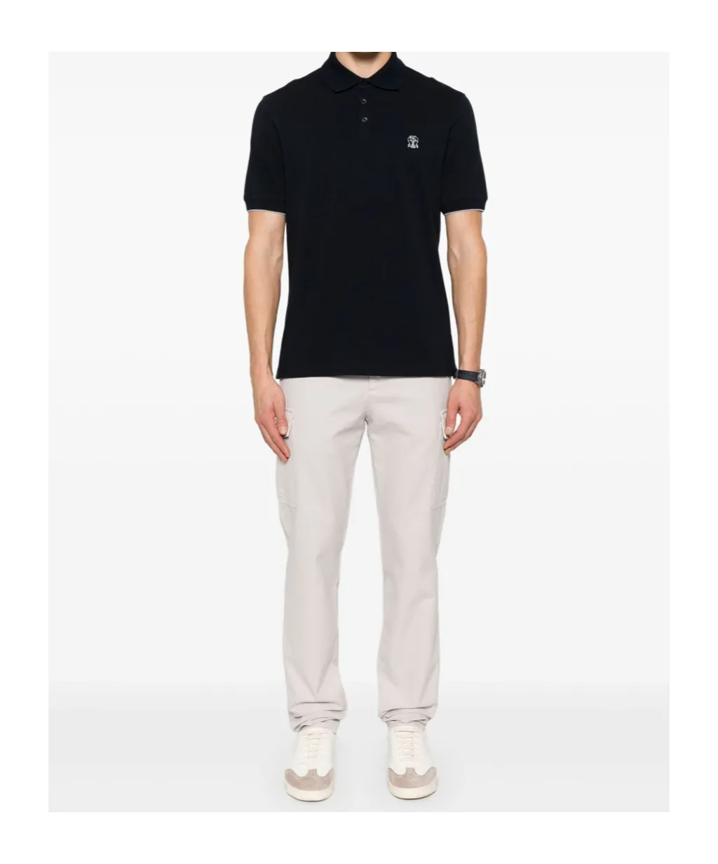Brunello Cucinelli Logo Detailed Short-Sleeved Polo Shirt
