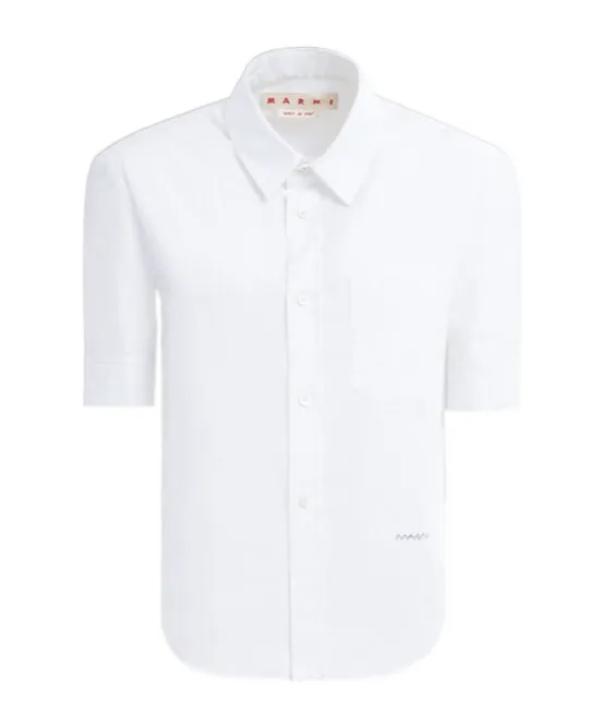 Marni Short-Sleeved Curved Hem Shirt