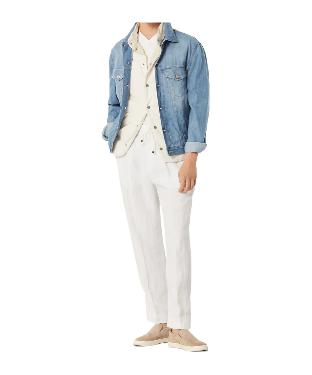 Brunello Cucinelli Lightweight Old Denim Four-Pocket Jacket