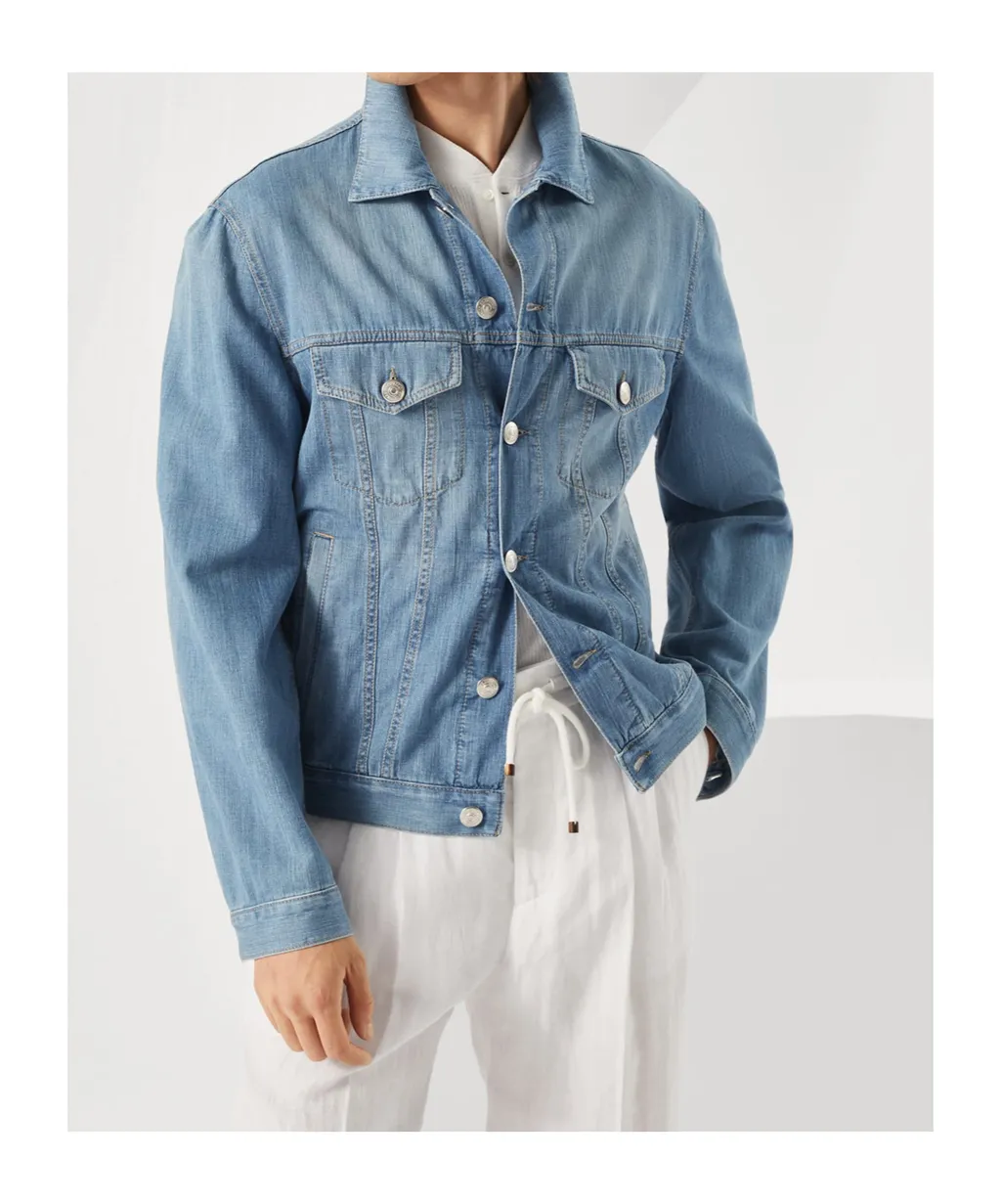 Brunello Cucinelli Lightweight Old Denim Four-Pocket Jacket