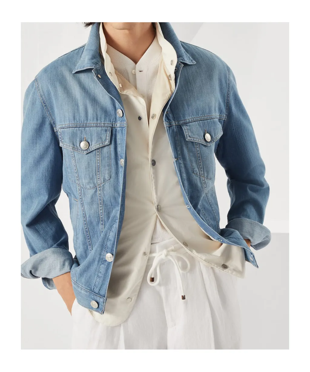 Brunello Cucinelli Lightweight Old Denim Four-Pocket Jacket