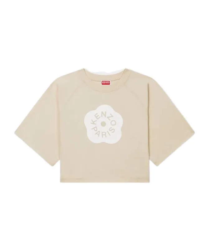 Cropped T-Shirt In Cotton Boke Flower 2.0