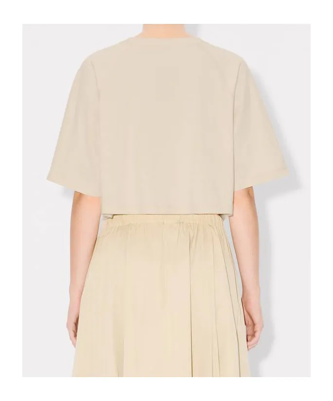 Cropped T-Shirt In Cotton Boke Flower 2.0