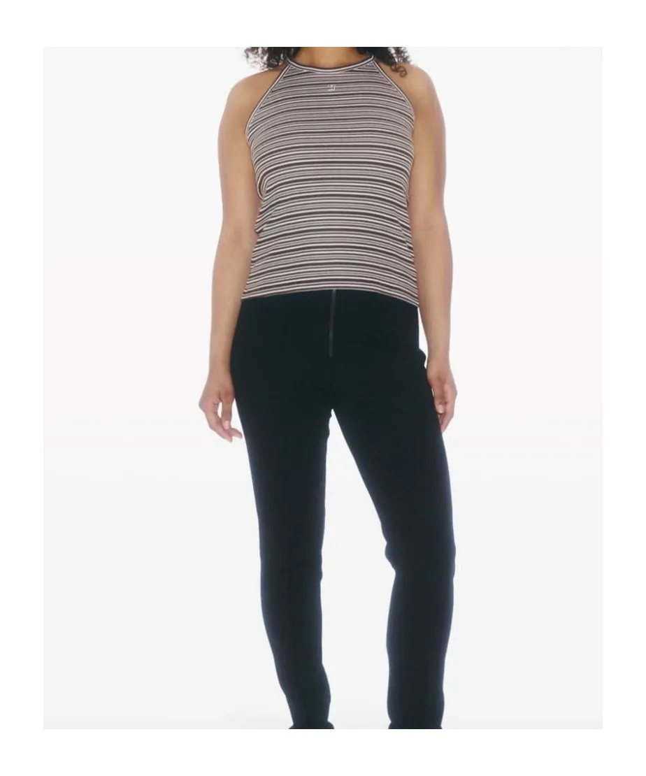 Monogram-Embroidered Striped Organic Cotton Tank Top